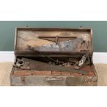 CARPENTER'S QUALITY VINTAGE TOOLBOX with good contents, 43cms H, 88cms W, 19cms D