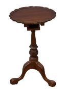 REPRODUCTION MAHOGANY BIRDCAGE WINE TABLE, with tilt top on tripod supports, 66cms H, 40cms