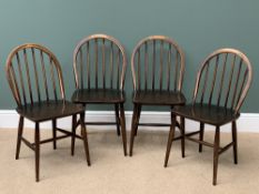 ERCOL MID-CENTURY CHAIRS (4) - hoop and spindlebacked, 81cms H, 40cms W, 32cms D