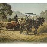 JAMES PRIDDEY print - harvesting scene titled 'Reaping', signed in pencil and with blind stamp, 28 x