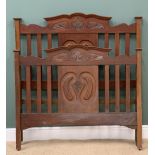 CARVED MAHOGANY BED ENDS, 150 x 54cms and 115 x 54cms