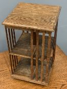 ANTIQUE OAK REVOLVING BOOKCASE apprentice piece, 36cms H, 21cms W, 21cms D