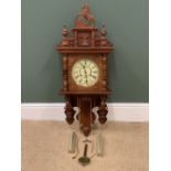 REPRODUCTION REGULATOR THIRTY ONE DAY WALL CLOCK - heavily carved with twin weights and pendulum