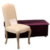 JOHN LEWIS ETIENE HIGH BACK UPHOLSTERED CHAIR, 104cms H, 45cms W, 40cms D and a similar style purple
