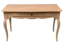 MODERN CONSOLE TABLE with single drawer, on cabriole supports and with shaped apron, 79cms H, 122cms