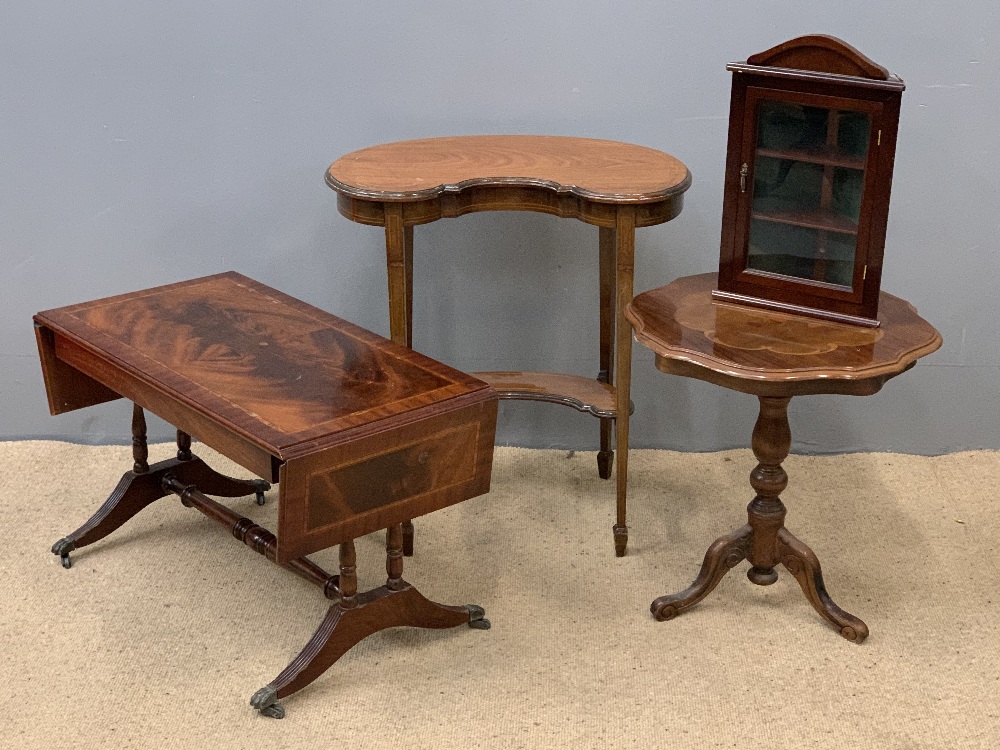 FURNITURE ASSORTMENT (4) - antique mahogany kidney shaped two tier occasional table with inlay - Image 2 of 4