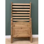 MEXICAN PINE TYPE BEDROOM FURNITURE - single bed frame and slats, 118 x 102 x 210cms