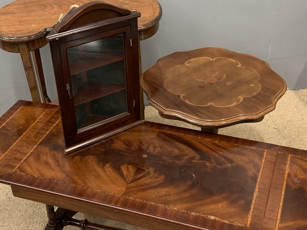 FURNITURE ASSORTMENT (4) - antique mahogany kidney shaped two tier occasional table with inlay - Image 4 of 4