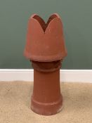 CHIMNEY POT - terracotta two piece with shaped top, 90cms H