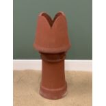 CHIMNEY POT - terracotta two piece with shaped top, 90cms H