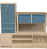 FURNITURE ASSORTMENT - to include mid-Century washstand with painted blue doors, 75cms H, 107cms