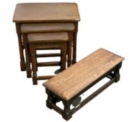 PRIORY STYLE NEST OF THREE TABLES, 55cms H, 59cms W, 39cms D (the largest) and a similar style