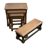 PRIORY STYLE NEST OF THREE TABLES, 55cms H, 59cms W, 39cms D (the largest) and a similar style