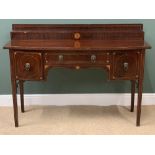 REGENCY STYLE SIDEBOARD/BUFFET SERVER - bow fronted with inlay stringing and tapered supports,