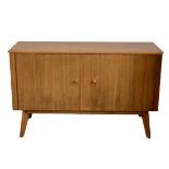 MORRIS OF GLASGOW CUMBRAE FURNITURE - teak sideboard having two doors with inner cutlery drawer,