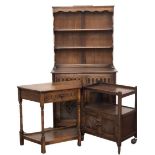 PRIORY STYLE DRESSER, 176cms H, 92cms W, 43cms D, a similar style hall table, 77cms H, 87cms W,