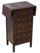 MAHOGANY NARROW CHEST OF DRAWERS with drop sides to the top, 74cms H, 43cms W, 31cms D