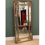 LARGE MIRROR - antique effect with ornate gilt frame and bevelled glass, 182cms H, 91cms W