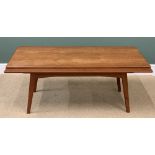 MID-CENTURY TEAK EFFECT METAMORPHIC COFFEE TABLE, 57cms H, 140cms W, 60cms D (110cms open)