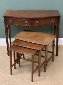 MID-CENTURY WALNUT EFFECT NEST OF THREE COFFEE TABLES, 49cms H, 51cms W, 41cms D the largest and a