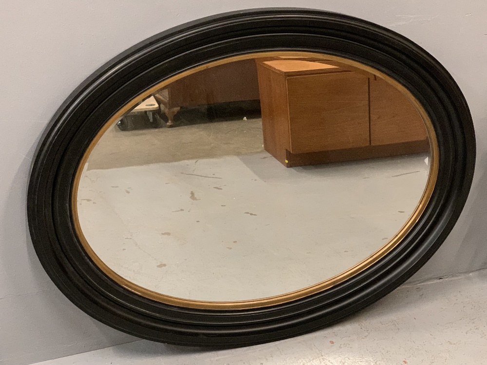 MODERN FURNISHING MIRRORS, gilt ornate, oval framed, 107 x 80cms overall, a large ebonized framed - Image 3 of 5