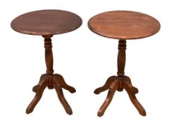 REPRODUCTION MAHOGANY WINE TABLES, a pair, 68cms H, 50cms diameter