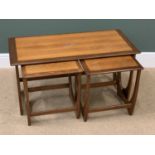 G-PLAN MID-CENTURY TEAK SET OF THREE COFFEE TABLES, 51cms H, 100cms W, 50cms D the largest