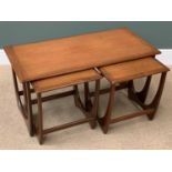 MID-CENTURY TEAK G-PLAN NEST OF THREE TABLES, 50cms H, 100cms W, 50cms D (the largest)