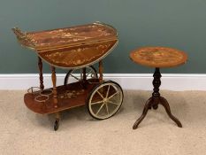 DRINKS TROLLEY, Italian style in high veneer with galleried and drop leaf top, 75cms H, 77cms W,