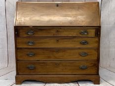 GEORGIAN MAHOGANY FALL FRONT BUREAU, the interior with a central bank of eleven drawers and