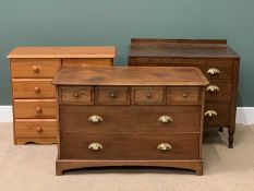 CHESTS OF DRAWERS (3) - a polished multi-chest of drawers, 68cms H, 107cms W, 49cms D, a polished