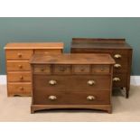 CHESTS OF DRAWERS (3) - a polished multi-chest of drawers, 68cms H, 107cms W, 49cms D, a polished