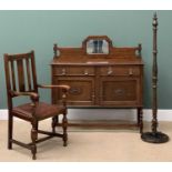 FURNITURE ASSORTMENT - vintage oak sideboard with mirrored railback, two drawers and two cupboard