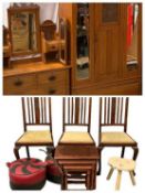 VINTAGE FURNITURE ASSORTMENT - satin wood, carved front wardrobe with single door and single