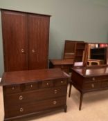 STAG MINSTREL BEDROOM FURNITURE - comprehensive suite to include two x two door wardrobes, 178cms H,