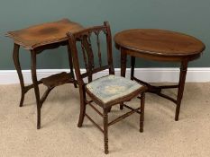 FURNITURE ASSORTMENT - antique mahogany inlaid oval topped occasional table, on tapered supports,