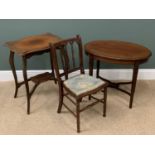 FURNITURE ASSORTMENT - antique mahogany inlaid oval topped occasional table, on tapered supports,