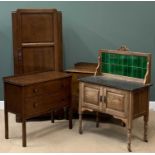 POLISHED OAK SINGLE DOOR HALL ROBE, 178cms H, 76cms W, 46cms D, a similar style mahogany chest of