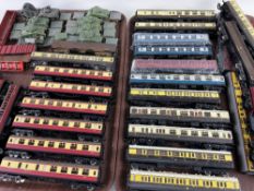 ASSORTED UNBOXED CARRIAGES & WAGONS, by Lima, Hornby, Tri-ang, including tank transporter wagons (