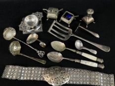 ASSORTED SILVER & PLATE, including early Victorian George Unite silver caddy spoon, Birmingham 1840,