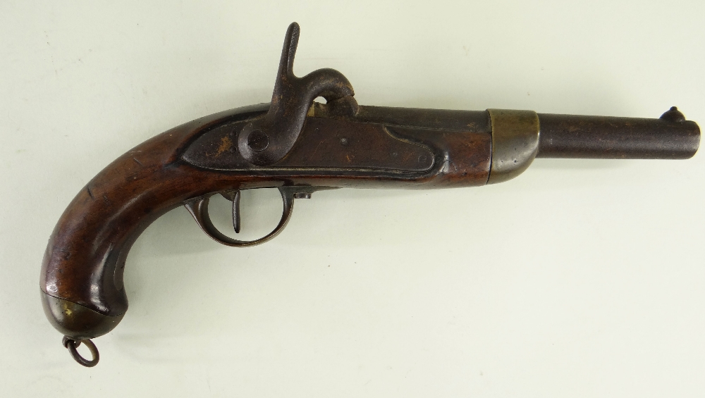 FRENCH MODEL 1822 TYPE PERCUSSION SERVICE PISTOL, 20cms sighted barrel, various stamps to the - Image 4 of 9