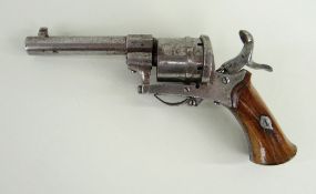 BELGIAN LE FAUCHEUX TYPE PINFIRE REVOLVER, 8mm calibre, double-action six shot, corwn 'N' stamp to