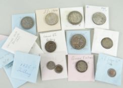 ASSORTED 19TH & 20TH CENTURY COINS comprising 1817 Bull Head shilling,1818 half crown, 1887