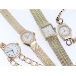 ASSORTED LADIES WRISTWATCHES comprising three 9ct gold examples by Bentima, Rone and Buren, all with