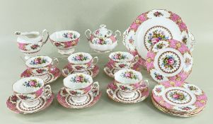 ROYAL ALBERT 'LADY CARLYLE' TEA SERVICE FOR SIX, comprising milk jug, preserve jar and cover,