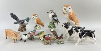 THIRTEEN BESWICK & DOULTON CHINA ANIMAL MODELS, including R. Doulton spaniel and pig, Beswick 1046