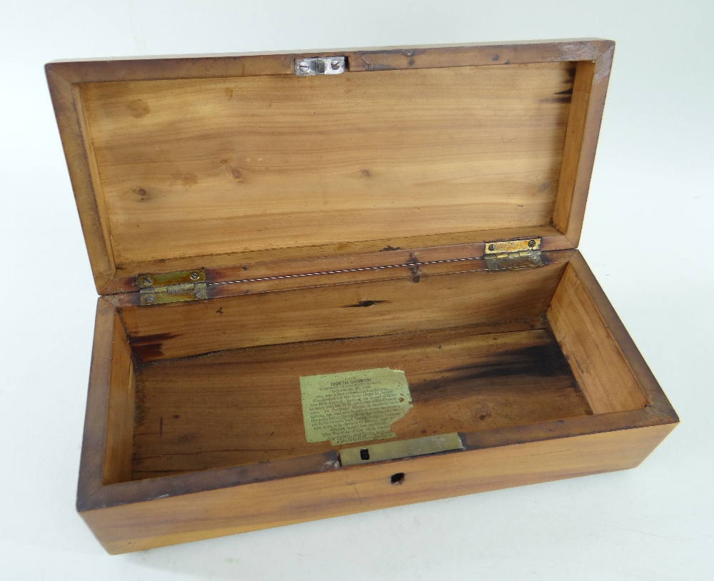 MARITIME INTEREST: William IV souvenir fruitwood glove box fashioned from timbers from the wreck - Image 3 of 4