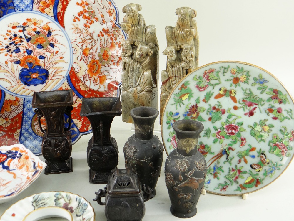 ASSORTED ORIENTAL ORNAMENTS & PORCELAIN, including pair Chinese carved marble seals, 18cms high, - Image 2 of 29