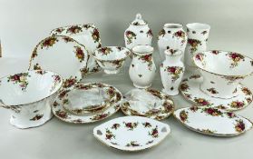 ASSORTED ROYAL ALBERT 'OLD COUNTRY ROSES' CHINA, including four vases, carafe, three conical