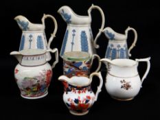 GROUP OF WELSH & OTHER POTTERY / PORCELAIN, 19th Century, comprising graduated trio of Swansea